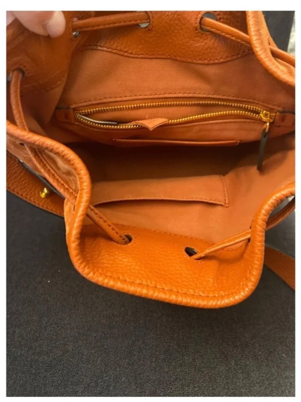 Hogan Hocket Suede Leather Bucket Bag Rust Orange Made in Italy